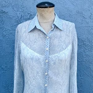 Blue Silk Blouse Elie Tahari in Small or Medium snake print cami layer summer